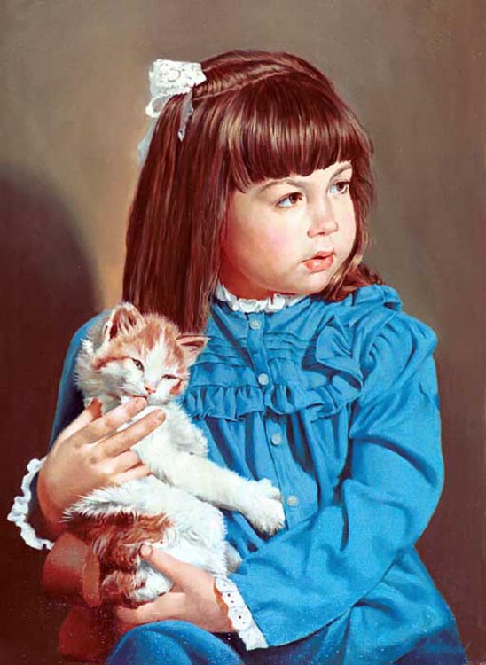 lesly_with_cat Portrait Oil Painting on Canvas